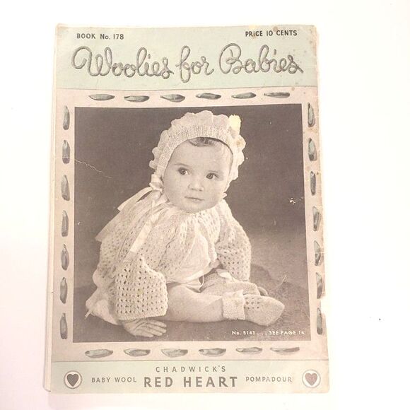 VINTAGE 1942 CHADWICK's Red Heart Woolies For Babies Book #178- 24 Pgs. - Picture 4 of 14